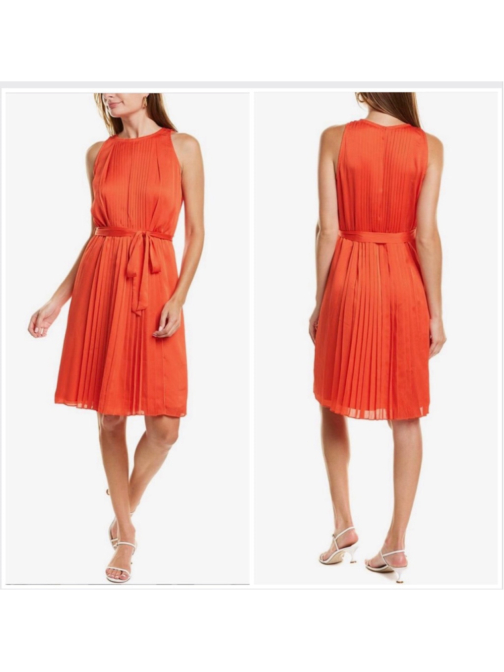 Diane Von Furstenberg Ria Pleated Dress Size 14 Sleeveless Knee Length